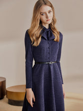 ROEYSHOUSE women's big swing dress new lady bow Slim knitted skirt